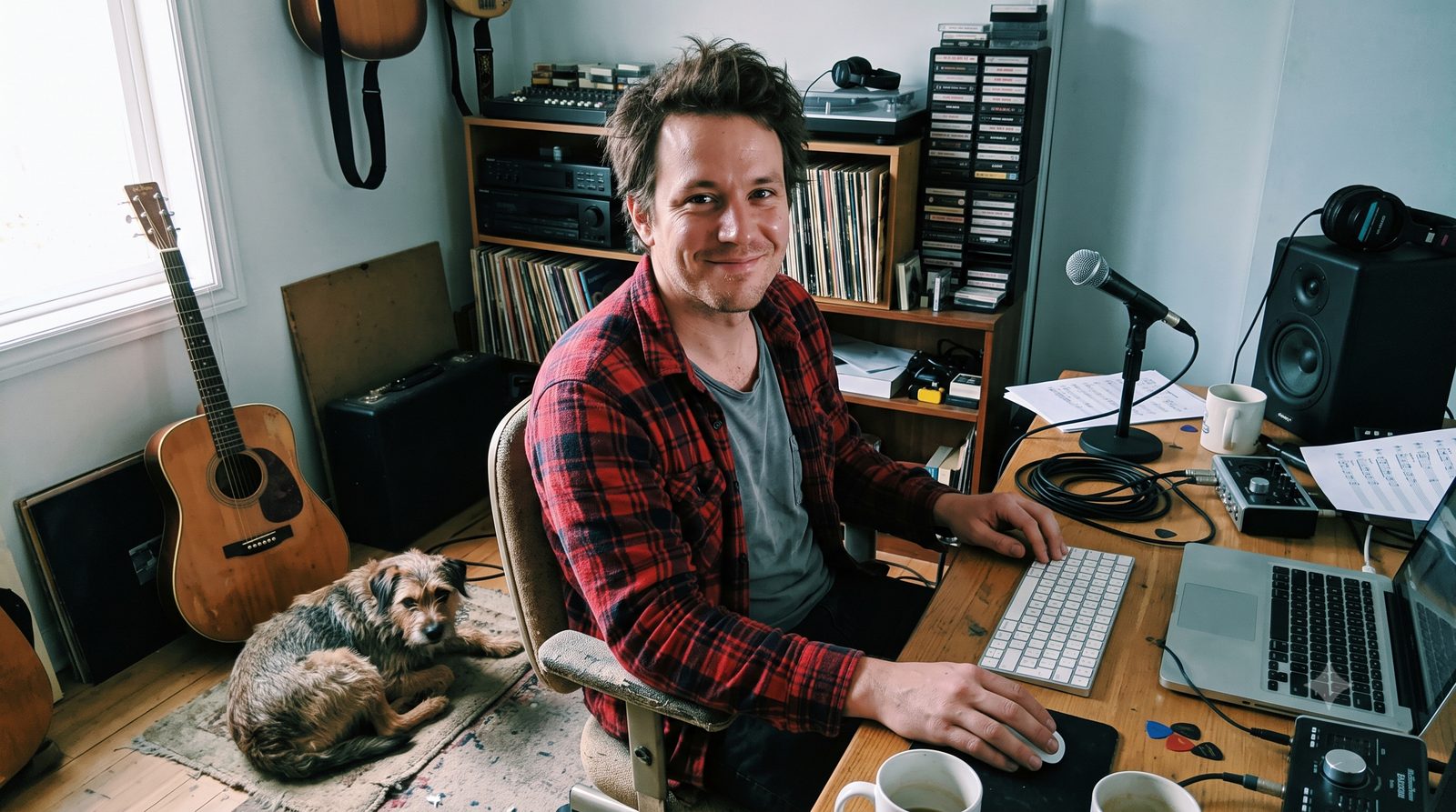 Chris, founder of Tailsong, in his home studio